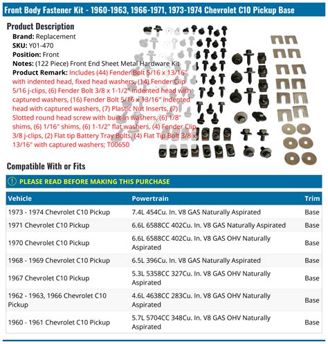 14 sheet metal screw fender nut|1973 Chevrolet C10 Pickup Body Fastener Kit Change Vehicle.